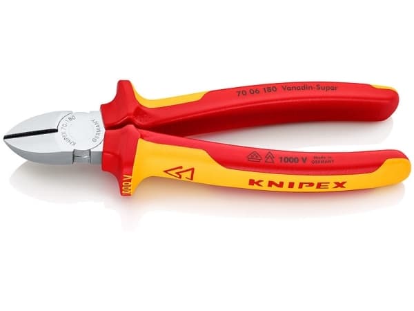 Knipex KP-7006180, Diagonal avbitartång, Krom, Kromvanadinstål, Plast, Orange, Röd, 56 mm, 180 mm
