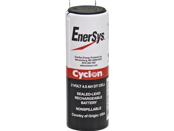 EnerSys Hawker Cyclon DT Blybatteri 2 V 4.5 Ah Blyfleece (Ø x H) 34 mm x 103 mm Fladstik 4,8 mm Vedligeholdelsesfri, Batteri-egenskaber, Cyklusstabil
