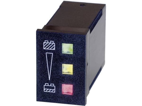 Bauser 824 12 V grøn: ≥ 12 V, gul: < 12 V ≥ 11 V, rød: < 11 V