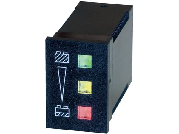 Bauser 824 12 V grøn: ≥ 12 V, gul: < 12 V ≥ 11 V, rød: < 11 V