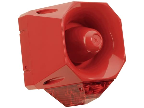 ComPro Kombi-signalgiver Asserta AV Rød Blitzlys, Halvtoner 24 V/DC 120 dB