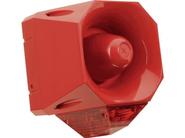 ComPro Kombi-signalgiver Asserta AV Rød Blitzlys, Halvtoner 24 V/DC 120 dB
