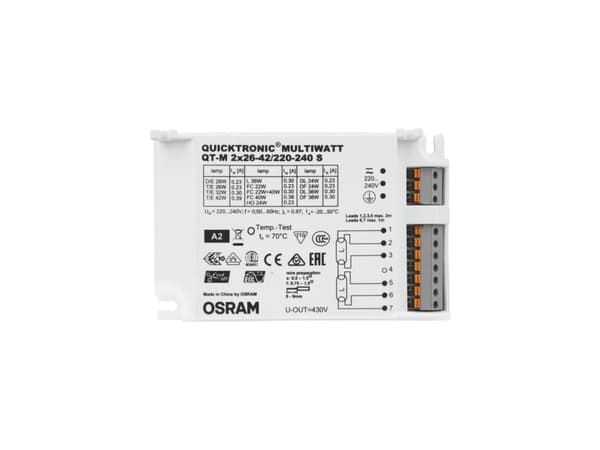 Osram QT-M 2X26...42 S, 50000 t, -20 - 50 °C, 198 - 264 V, 50/60 Hz, 28 A, 79 mm