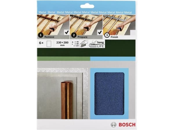 Bosch Tillbehör 2609256C43 Sandpappersset för hand Sandpapper kornstorlek 40, 80, 120 (L x B) 230 mm x 280 mm 1 set
