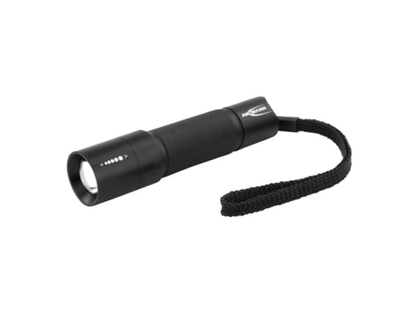 Ansmann M100F, Käsikokoinen taskulamppu, Musta, Painikkeet, Rotaatio, 1 m, IP54, 1 lamppua musta