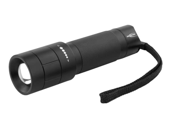 Ansmann M250F, Käsikokoinen taskulamppu, Musta, Painikkeet, Rotaatio, 1 m, IP54, 1 lamppua musta