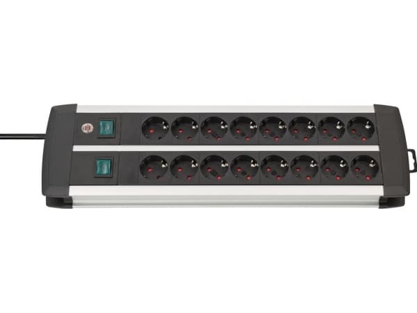 Brennenstuhl 1391000916, 3 m, 16 AC-pistorasia(a), Sisätila, Alumiini, Musta, Valkoinen, 515 mm