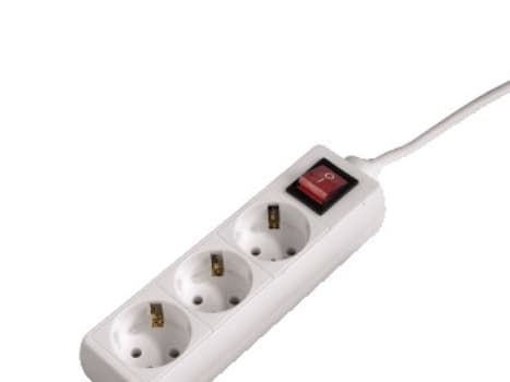 Hama Distribution Panel 3-Way 45° with Switch - Effektband - AC 230 V - utgångskontakter: 3 - 1.4 m sladd - vit (paket om 10)