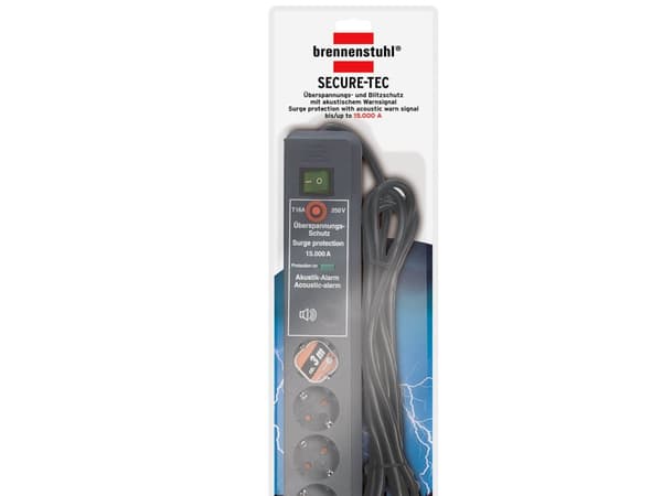 brennenstuhl Secure-Tec - Strømstødsbeskytter - 3.5 kW - output-stikforbindelser: 6 - antracit (sort)
