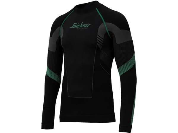 SNICKERS WORKWEAR FlexiWork, T-shirt med långa ärmar sömlös 9425 svart/grå, storlek M