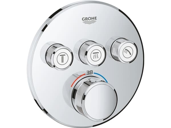 GROHE 29121000, Badekar og dusj, Roterende ventiler, Metall, Kromfarget