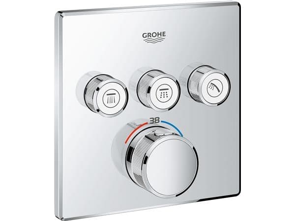 GROHE 29126000, Badekar og dusj, Roterende ventiler, Stål, Kromfarget
