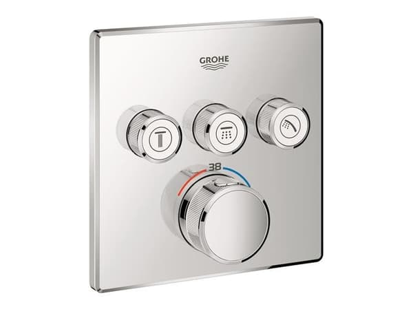 GROHE 29126000, Badekar og dusj, Roterende ventiler, Stål, Kromfarget