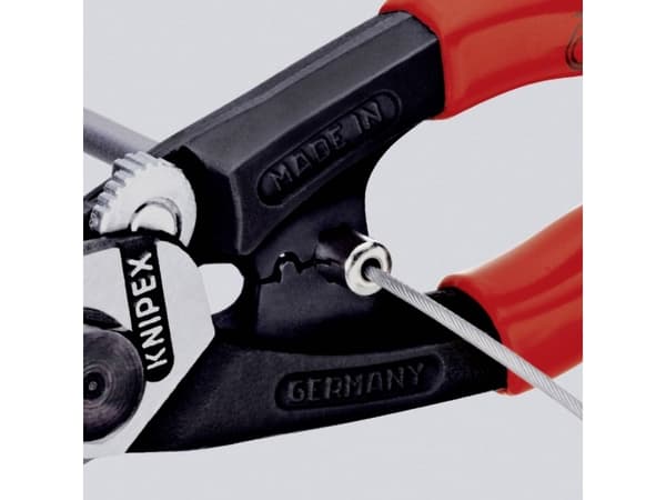 Knipex Knipex-Werk 95 61 190 Teräslankasakset Soveltuu alumiini- ja kuparikaapeleille, yksi- ja monijohtimille, Keskikova teräslanka 7 mm 10 mm² 7