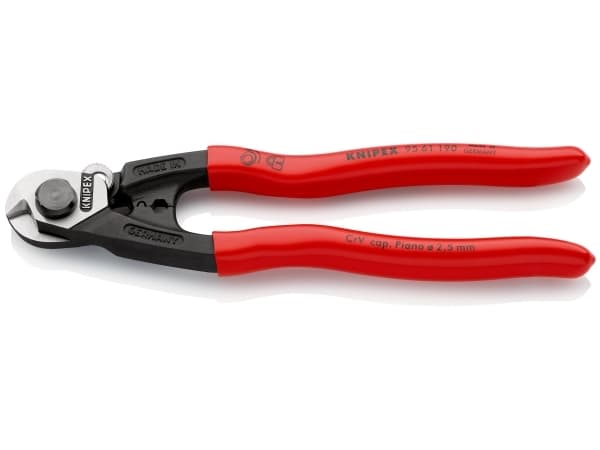 Knipex Knipex-Werk 95 61 190 Teräslankasakset Soveltuu alumiini- ja kuparikaapeleille, yksi- ja monijohtimille, Keskikova teräslanka 7 mm 10 mm² 7