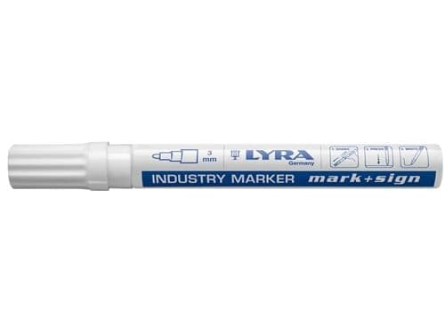 Lyra Industrial Markers 3mm vit - med snabbtorkande färg och innerkula