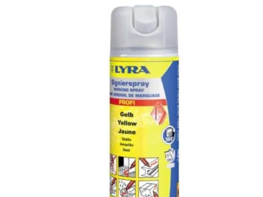 Lyra markeringsspray gul - 500 ml. (4180) - UN 1950 Aerosoler, brannfarlige 2.1.