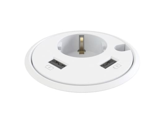 Kondator 935-PD14W, Type F + 2 x USB A, Valkoinen, 1 kpl, 130 mm, 175 mm, 110 mm