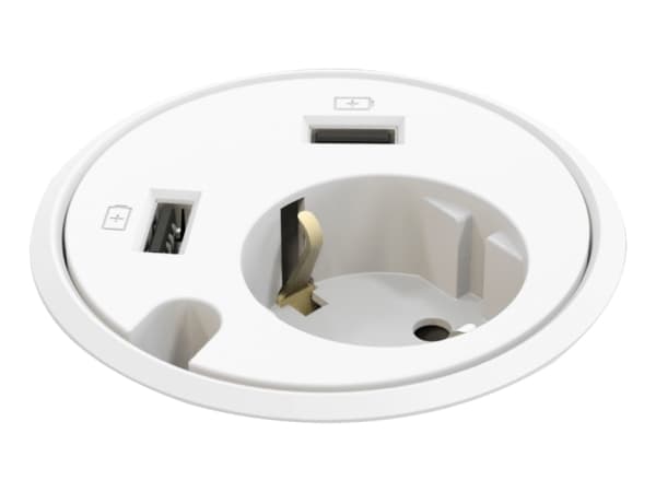 Kondator 935-PD14W, Type F + 2 x USB A, Valkoinen, 1 kpl, 130 mm, 175 mm, 110 mm
