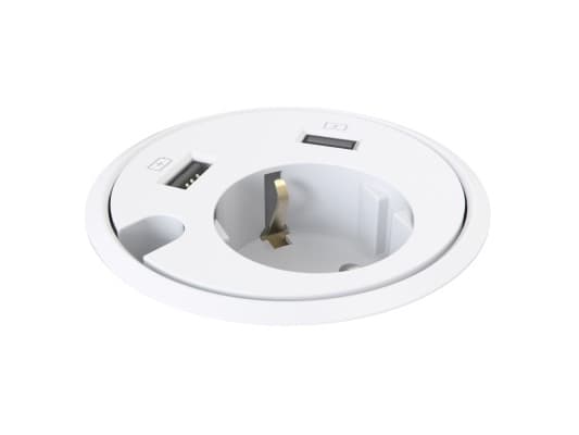 Kondator 935-PD14W, Type F + 2 x USB A, Valkoinen, 1 kpl, 130 mm, 175 mm, 110 mm