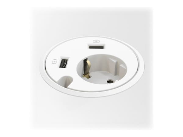 Kondator 935-PD14W, Type F + 2 x USB A, Valkoinen, 1 kpl, 130 mm, 175 mm, 110 mm Valkoinen