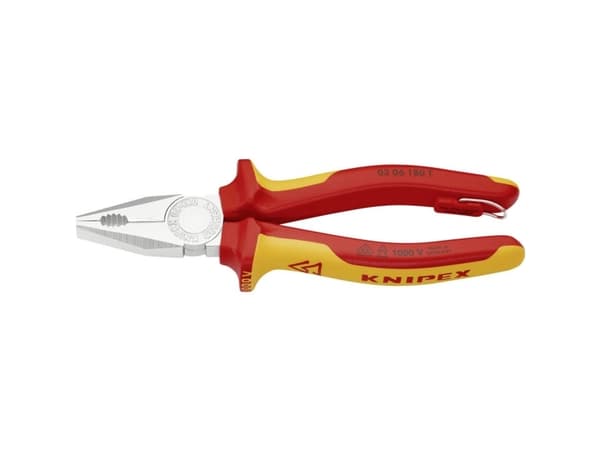 Knipex 03 06 180 T, Avbitartång, Krom, Metall, Plast, Röd, Gul, 55 mm, 180 mm