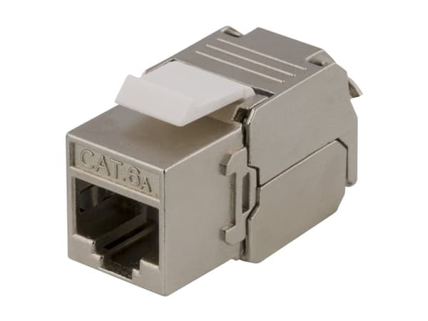 DELTACO MD-121 - Modulinnlegg - CAT 6a - RJ-45 - hvit, metall