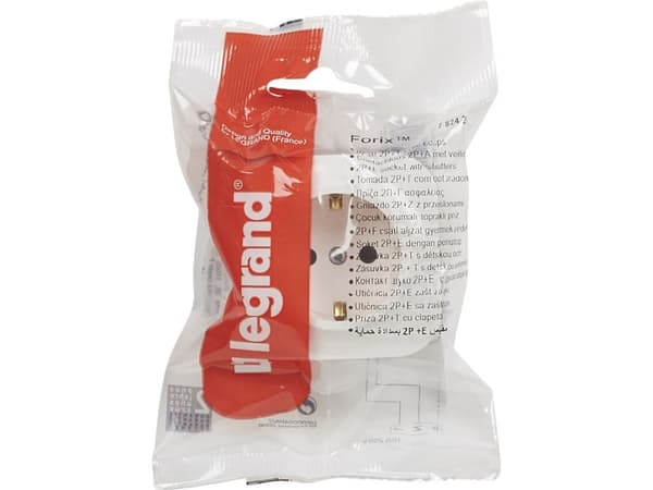Legrand 782420, Tyyppi F, 2P+E, -25 - 60 °C, Valkoinen, IP2X, IK04