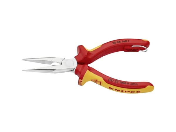Knipex 25 06 160 T, Nesetang, 2,5 mm, 5 cm, Kromvanadiumstål, Oransje, Rød, 160 mm