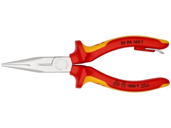 Knipex 25 06 160 T, Nesetang, 2,5 mm, 5 cm, Kromvanadiumstål, Oransje, Rød, 160 mm