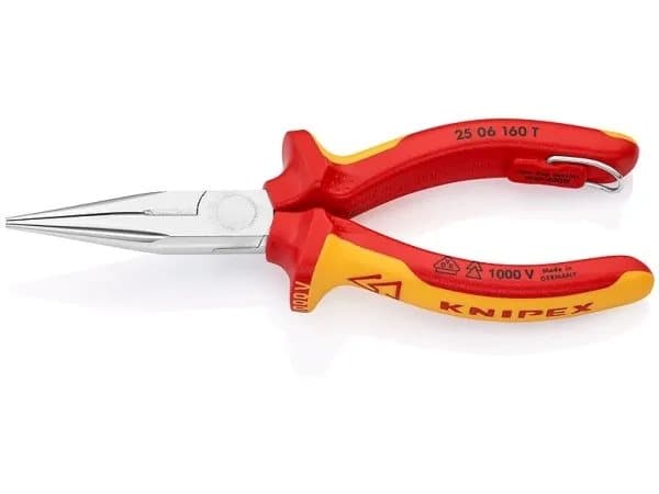 Knipex 25 06 160 T, Nesetang, 2,5 mm, 5 cm, Kromvanadiumstål, Oransje, Rød, 160 mm