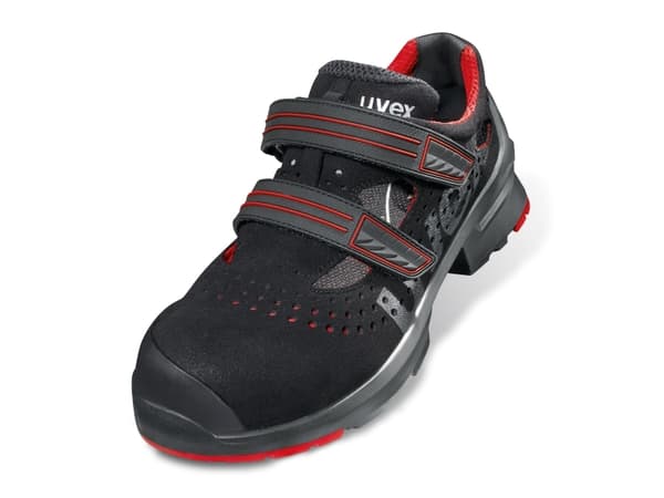 Uvex 85362, Unisex, Voksen, Vernesandaler, Sort, Rød, ESD, P, S1, SRC, Hekte og malje