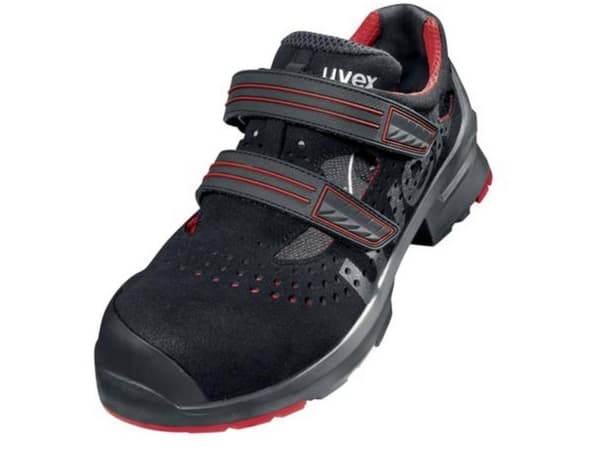 Uvex 85362, Unisex, Voksen, Vernesandaler, Sort, Rød, ESD, P, S1, SRC, Hekte og malje