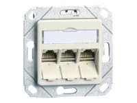BTR C6A Module 3 Port 270° UPk - Uttag för nedsänkt montering - CAT 6a - RJ-45 X 3 - kritvit, RAL 9010 Vit