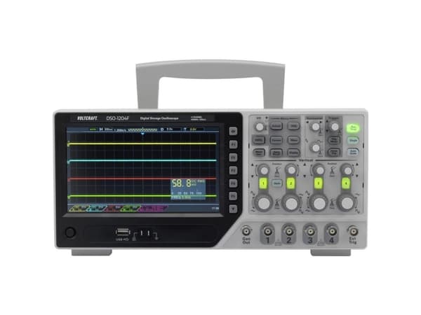 VOLTCRAFT digitalt oscilloskop DSO-1204F 200 MHz 4-kanals 1 GSa/s 64 kpts 8 bit digitalt minne (DSO), funksjonsgenerator (DSO-1204F)