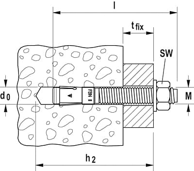 Fischer 40946, Expansionsankare, Betong, M10, ETA-07/0211, 70 mm, 1 cm
