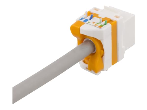 Deltaco MD-123, Cat6A Keystone jack, Oranssi, Valkoinen, Cat6a, 26/23, Kulta, 17 mm