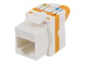 Pikkukuva 1 / 5: Deltaco MD-123, Cat6A Keystone jack, Oranssi, Valkoinen, Cat6a, 26/23, Kulta, 17 mm
