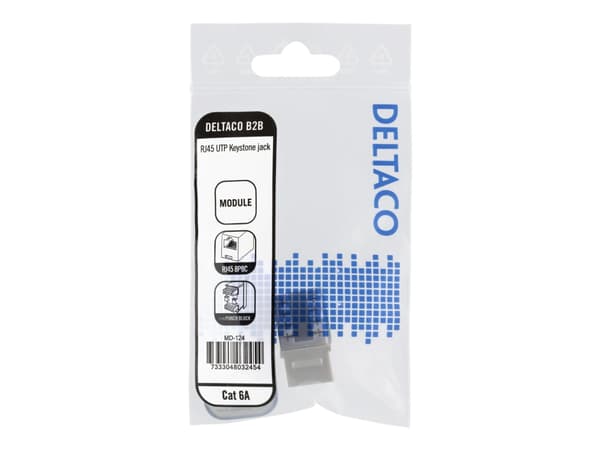 Deltaco MD-124, Tasainen, Valkoinen, RJ-45, RJ-45, Naaras, Naaras