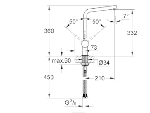 GROHE Minta, Kromfarget, Kran-håndtak, Single/enkelt, Keramisk, 4,6 cm, 360°