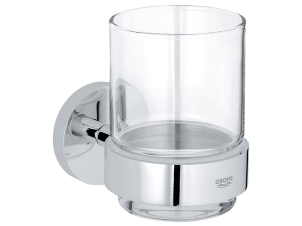 GROHE Essentials, Kromi, Yksivärinen, Lasi, Yksi, Seinäkiinnitetty, Pyöreä