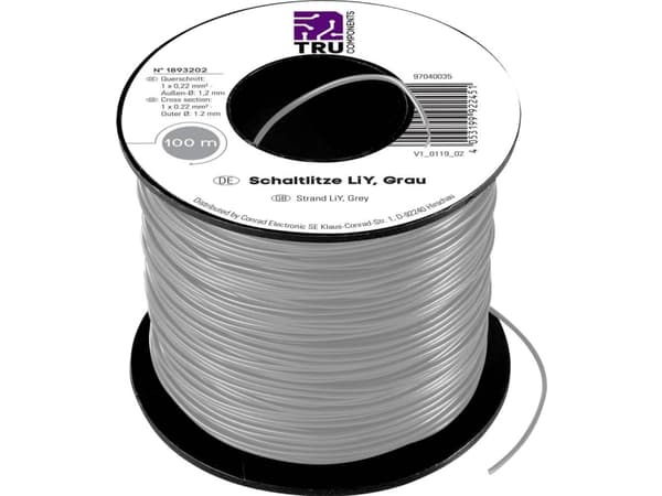 TRU COMPONENTS 1570948 Wire LiY 1 x 0,22 mm² Svart 100 m