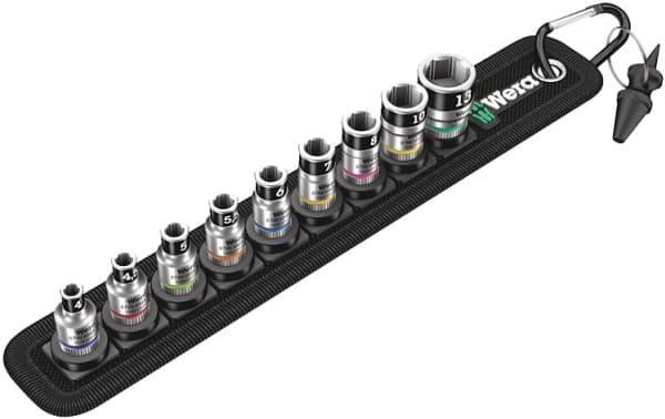 Wera Belt A 1, Støpselsett, 1/4", Metrisk, 9 hoder, 4,4.5,5,5.5,6,7,8,10,13 mm, 1/4"