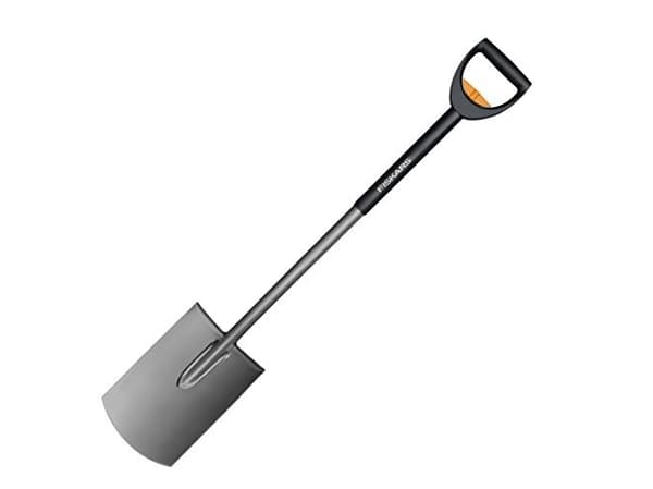 Fiskars 1000620, Hagespade, Plast, Stål, Sort, Oransje, Rustfritt stål, firkant, D-formet, 1250 mm