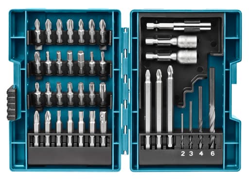 Makita - Skruvmejsel-, borr- och hylssats - 38 delar - 6 mm, 8 mm, 10 mm, 4 mm, 3 mm, 2 mm - torx, phillips, pozidriv, hex - längd: 50 mm, 25 mm, 90