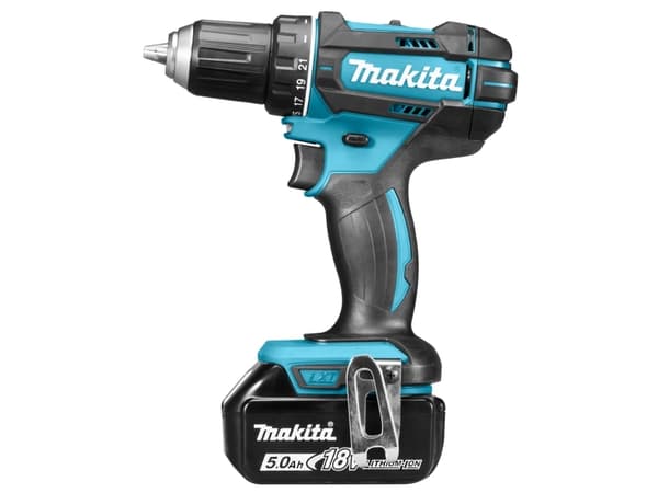 Makita DDF482RTJ, Akkuruuvinväännin, Pistoolikahva, 1/2", Musta, Sininen, Ripustinkoukku, 1900 RPM