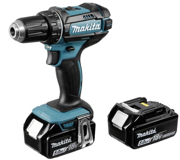 Makita DDF482RTJ, Akkuruuvinväännin, Pistoolikahva, 1/2", Musta, Sininen, Ripustinkoukku, 1900 RPM