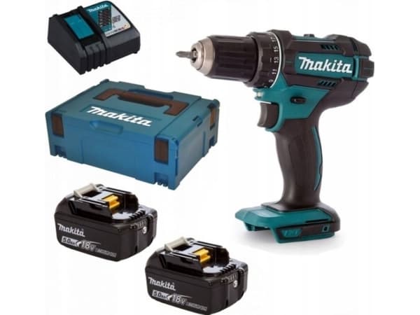 Makita DDF482RTJ, Akkuruuvinväännin, Pistoolikahva, 1/2", Musta, Sininen, Ripustinkoukku, 1900 RPM