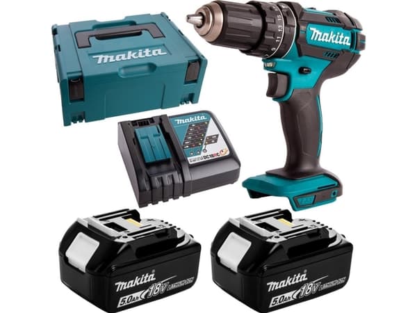 Makita DHP482RTJ - Hammerbor/driver - trådløs - 2 hastigheter - nøkkelfri borhylse 13 mm - 62 N·m - 2 batterier, inkludert lader - 18 V