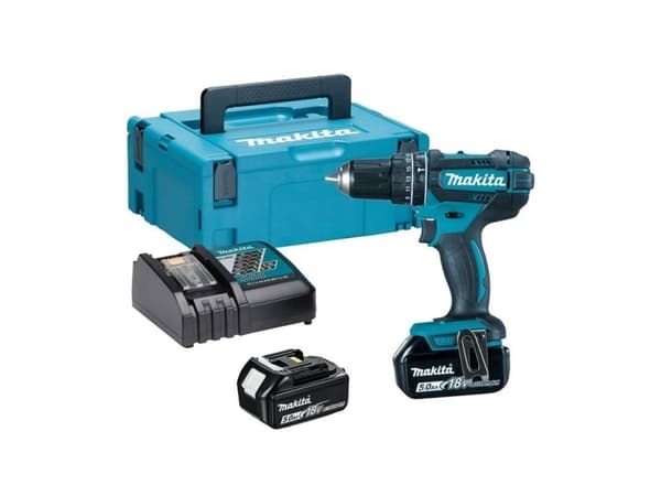 Makita DHP482RTJ - Hammerbor/driver - trådløs - 2 hastigheter - nøkkelfri borhylse 13 mm - 62 N·m - 2 batterier, inkludert lader - 18 V